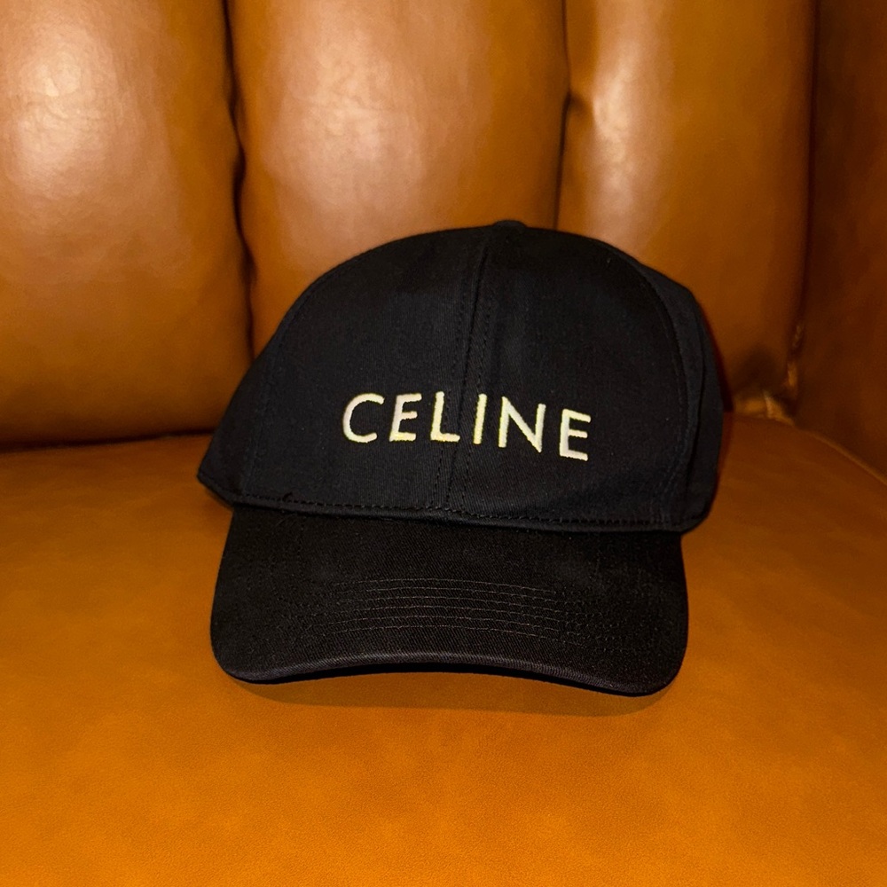 Celine Black and Gold Logo Cap